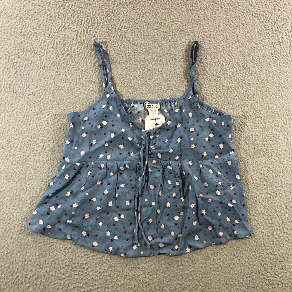 Billabong Camisole Women's XL Blue Floral Dots Babydoll Y2K
